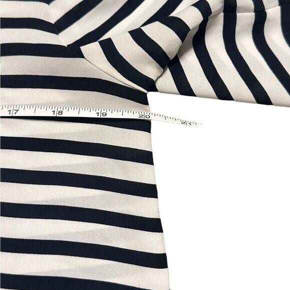 Loft Size Small Navy and White Stripe Lightweight Blouse Roll Tab Sleeve - Picture 5 of 6